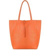 Kitise Women's Large Genuine Italian Soft Leather Tie Closure Tote Bag in Orange