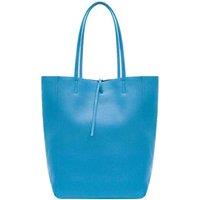 Kitise Women's Large Genuine Italian Soft Leather Tie Closure Tote Bag in Turquoise