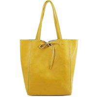 Kitise Women's Large Genuine Italian Soft Leather Tie Closure Tote Bag in Yellow