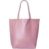 Kitise Women's Large Genuine Italian Soft Leather Tie Closure Tote Bag in Pink