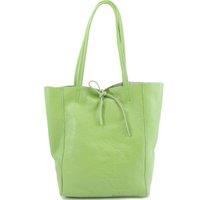 Kitise Women's Large Genuine Italian Soft Leather Tie Closure Tote Bag in Lime