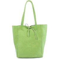 Kitise Women's Large Genuine Italian Soft Leather Tie Closure Tote Bag in Green