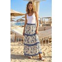 Roman Women's Floral Contrast Print A-Line Skirt in Ivory | Size: 12