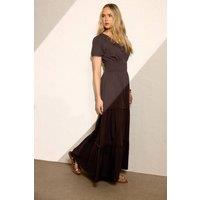 Long Tall Sally Women's Tall Lace Trim Tiered Maxi Dress in Chocolate | Size: 16