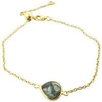 Harfi Women's 18ct Gold Vermeil Plated Adjustable Emerald May Birthstone Bracelet | Size: 7.5 inches