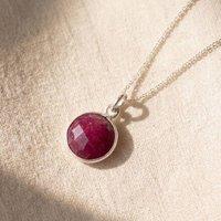 Harfi Women's Sterling Silver Plated Round Ruby Necklace | Size: 18 inches