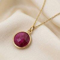 Harfi Women's 18ct Gold Vermeil Plated Round Ruby Necklace | Size: 18 inches