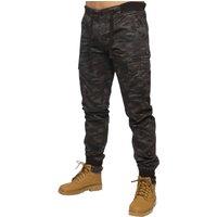Enzo Men's Cuffed Cargo Trousers in Dark Green | Size: 38R