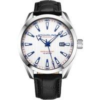 STHRLING Original Men's Forte 3953L Quartz Watch 42MM Case Leather Band in Silver