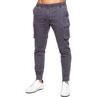 Enzo Men's Stretch Cargo Trousers in Grey | Size: Small