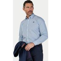 Raging Bull Men's Long Sleeve Pentagon Pattern Cotton Poplin Shirt in White | Size: XL