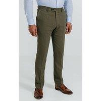 Dobell Men's Green Linen Twill Suit Trousers | Size: 38S