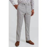 Dobell Men's Light Grey Linen Suit Trousers | Size: 36R