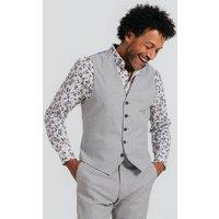 Dobell Men's Light Grey Linen Waistcoat | Size: Medium