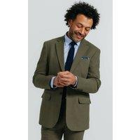 Dobell Men's Green Twill Cotton/Linen Blend 2 Piece Suit | Size: 40R
