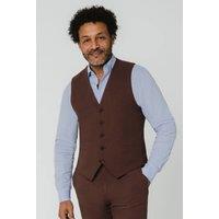 Dobell Men's Mocha Linen Waistcoat in Dark Brown | Size: Medium