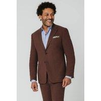 Dobell Men's Mocha Linen 2 Piece Suit in Dark Brown | Size: 44R