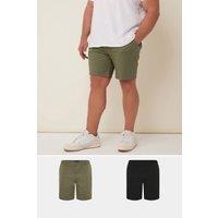 BadRhino Men's 2 Pack Stretch Chino Shorts in Light Khaki | Size: 44R
