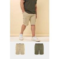 BadRhino Men's 2 Pack Stretch Cargo Shorts in Light Khaki | Size: 42R