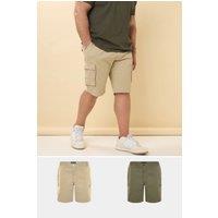 BadRhino Men's 2 Pack Stretch Cargo Shorts in Light Khaki | Size: 48R