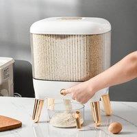 Living and Home 10KG Airtight Large Capacity Rice Dispenser Grain Cereal Container in White