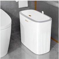 Living and Home 13L/8L Press-to-Open Corner Hanging Trash Bin Bathroom Dustbin Rubbish Bin in Cool White | Size: Large