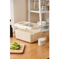 Living and Home 5/10KG Airtight Food Storage Container Rice Cereal Grain Organiser Box w/ Lid, Measuring Cup in Warm White | Size: Large