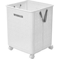 Living and Home Rolling Foldable Laundry Basket Laundry Hamper with Wheels Handles in White