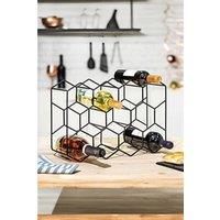 Living and Home 11-Bottle 3-Tier Countertop Hexagon Wine Rack 40*14*30cm in Black