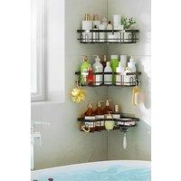 Living and Home 3Pcs Corner Shower Caddy Set with Wall Stickers in Black