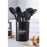 Living and Home 11-piece Silicone Kitchen Utensil Set for Nonstick Cookware Kitchenware Set in Black