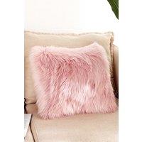 Living and Home Fluffy Faux Wool Pink Cushion Cover