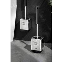 Living and Home Wall-mount Freestanding Silicone Toilet Brush with Draining Holder for Bathroom in Black