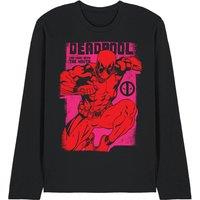 Marvel Deadpool Merc With A Mouth Attack Long Sleeve T-Shirt, Black | Size: Large