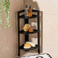 OHS 3 Tier Wood Corner Shelving Unit Storage Home Organiser Display in Black