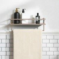 OHS Towel Rail Bathroom Shelf Space Saving Storage Unit Wall Mounted in Natural