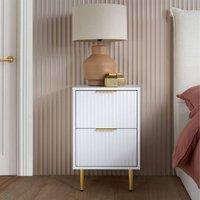 Birlea Zaza White Bedside Cabinet 2 Drawer Fluted BedsideTable Chest
