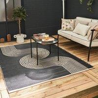 THE RUGS Reversible Weatherproof Outdoor Rug Wavy Lines Urban 1010 in Black | Size: 90 cm x 150 cm