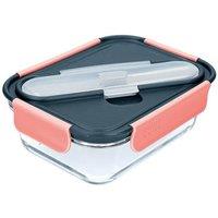 Built NY Glass Lunch Box Tropics Leakproof with Utensils 900ml in Light Pink