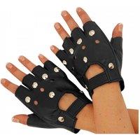 I Love Fancy Dress Black Studded Biker Gloves