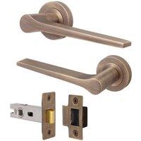 AFIT Antique Brass Door Handle Latch Set Internal Door Handle Latch 1 Pack in Bronze | Size: 150mm x 150mm