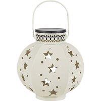 Obasyhig Wrought iron solar garden lamp in the shape of a five pointed star in White