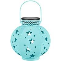 Obasyhig Wrought iron solar garden lamp in the shape of a five pointed star in Light Blue