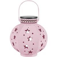 Obasyhig Wrought iron solar garden lamp in the shape of a five pointed star in Pink
