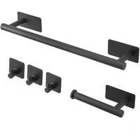 Nordara Black 5pcs No Drill Bathroom Accessories Set Towel Holder