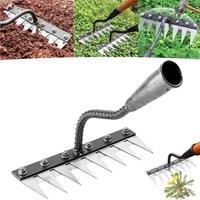 Nordara 8 Teeth Weeding Hoe Rake Steel Harrow Soil Loosening Farm Tools in Silver