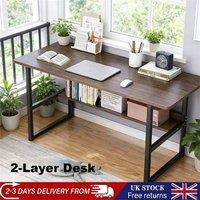 Nordara Home Office Computer Desk Study Table Workstation Laptop PC Shelf in Brown