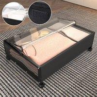 Nordara Single Under Bed Storage with Wheels Rolling Clothes Drawer Organizer in Black