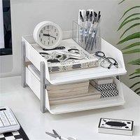 Nordara 2 Tier A4 Desk Organiser Filing Trays Paper Document Holder in White