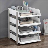 Nordara 4 Tier A4 Desk Organiser Filing Trays Paper Document Holder in White